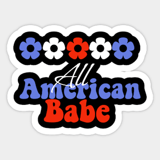 All American babe, 4th of July American independence day groovy design Sticker